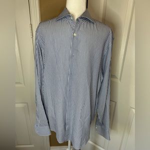 Hugo Boss men’s striped button down office long sleeve shirt Size XL